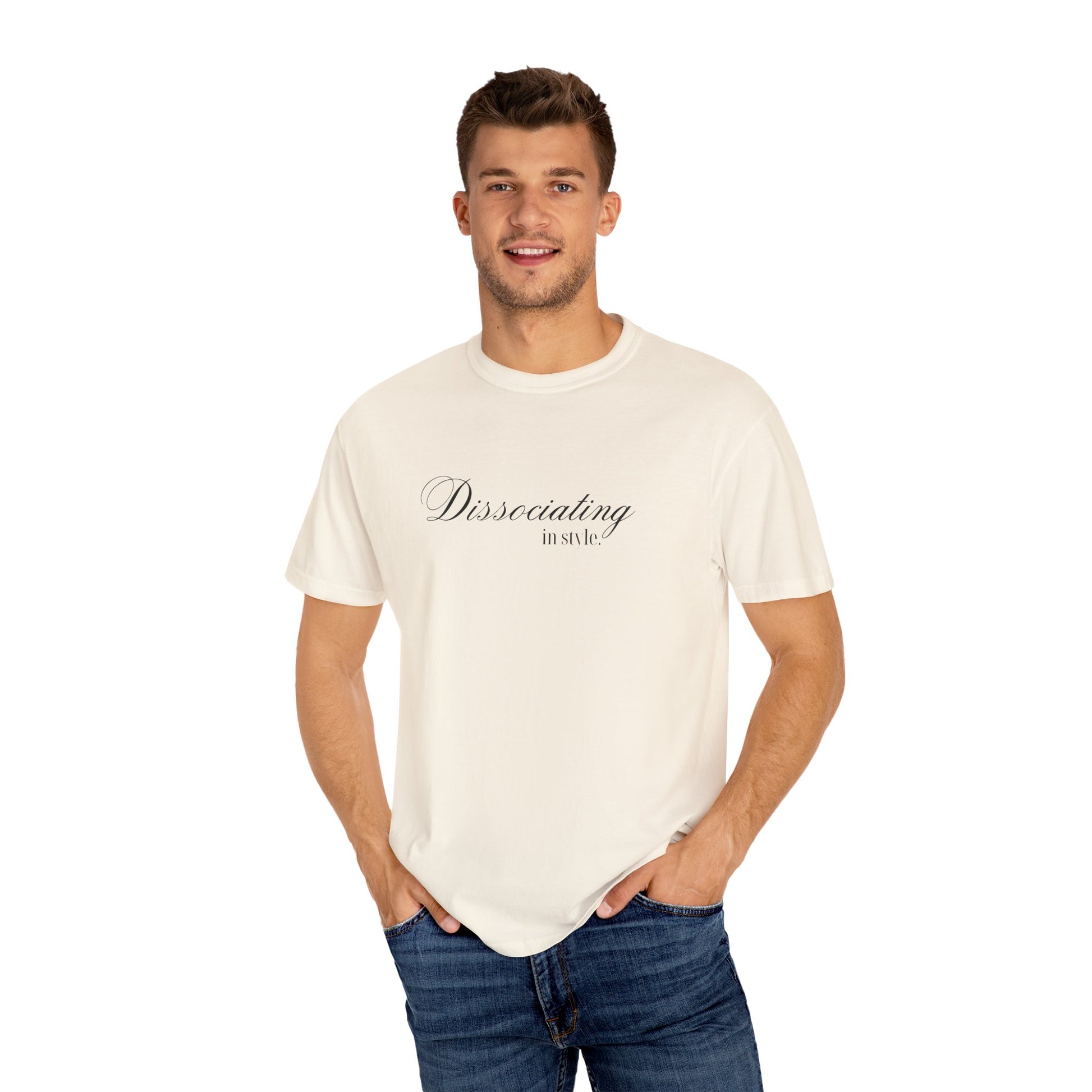 “Dissociating in Style” – Funny Mental Health T-Shirt Casual Wear, Gifts for Mental Health Awareness